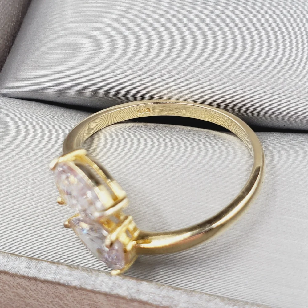 Pear Cut Bypass Ring Yellow Gold | 925 Sterling Silver Ring